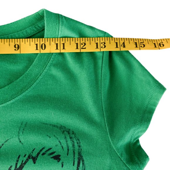 Dr Seuss The Grinch Green Medium Tee Shirt Full Face on Front Yellow Eyes Cotton - Picture 7 of 10